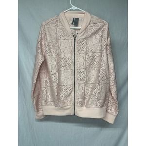 New directions weekend zip up lace jacket size large